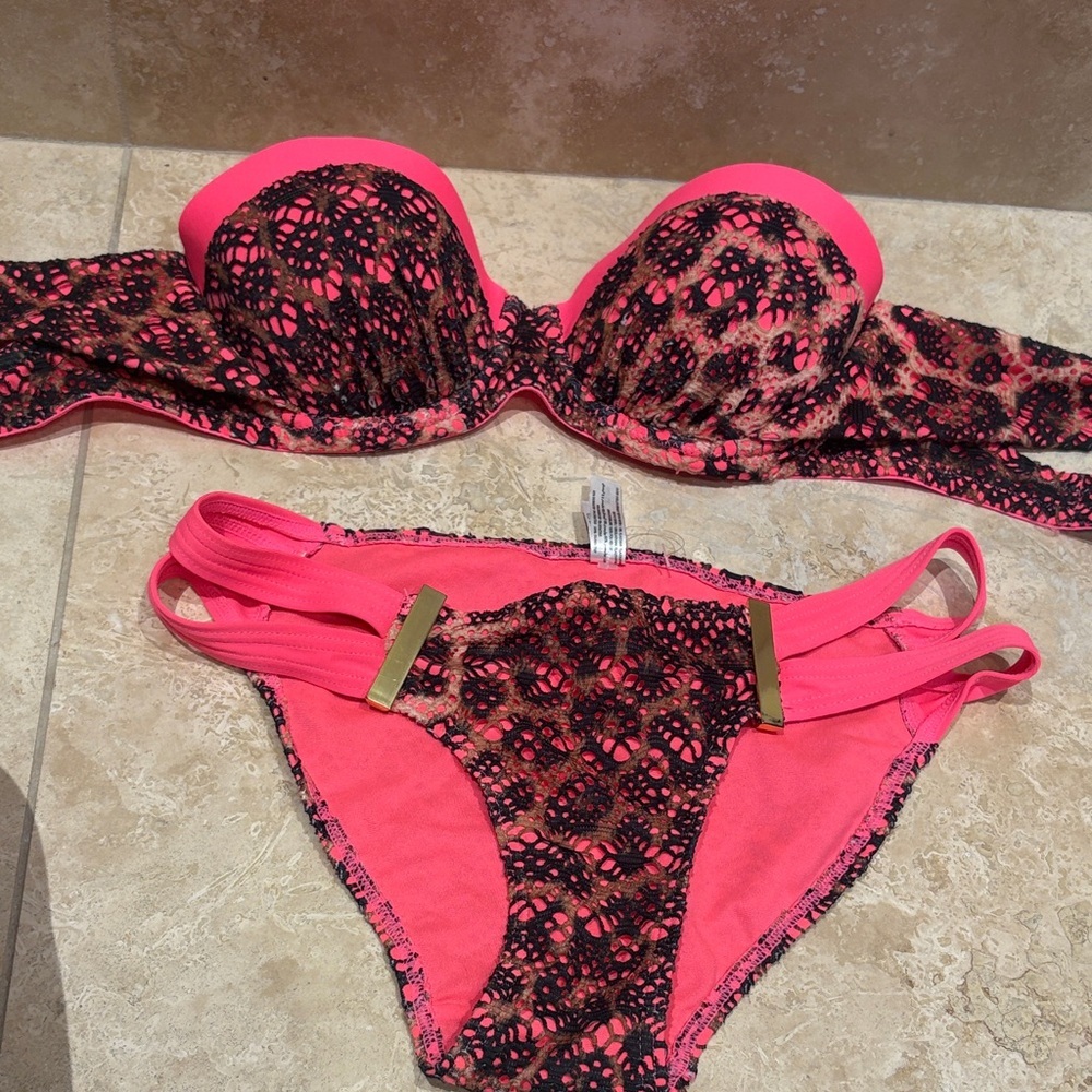 La Vie En Rose Pink and Black Bikini
